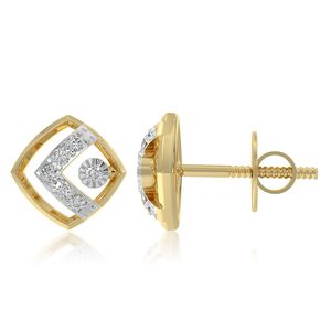 Pendientes de Oro Amarillo con Diamantes Cultivados en Laboratorio, Diseño Geométrico de Cometa - Product Image 2