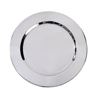 Assiette de Présentation en Argent avec Bord Doré Perlé, Plateau de Service en Métal, Sous-Assiette de Luxe pour Mariage et Décoration de Table de Fête