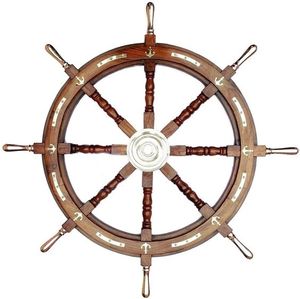 Wooden <b>Ship</b> <b>Wheel</b> Coastal Ocean Relic Crafted to Enrich Marine Inspired Spaces with Vintage Nautical Decorative Appeal - Product Image 3