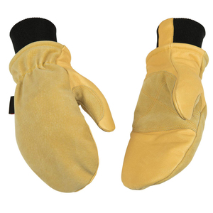 Unisex Yellow Leather Winter <b>Mittens</b> Thermal Insulated Pull-On Outdoor Riding <b>Gloves</b> - Product Image 1