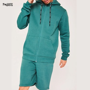 Offre Spéciale – Ensemble de Survêtement Décontracté pour Homme : Sweat à Capuche Zippé Coupe Droite et Short de Sport avec Poches – 2 Pièces en Coton Molletonné Doux pour la Peau - Product Image 1