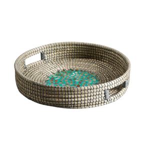 ถาดเสิร์ฟสานมือจากหญ้าทะเลพร้อมเชือกพลาสติก ขายดีที่สุด สำหรับตกแต่งโต๊ะอาหาร สำหรับโต๊ะรับประทานอาหาร ขายส่ง - Product Image 1