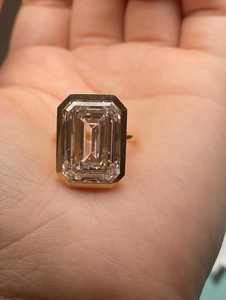 Anillo de Diamante de Corte Esmeralda de 13 Quilates Cultivado en Laboratorio, Clásico, Oro Rosa de 14K, Chapado en Rodio, Joyería para Compromiso, Boda, Fiestas - Product Image 5