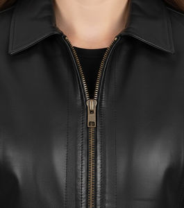 Veste en cuir véritable noire unisexe sur mesure, en peau de vache, coupe ajustée, fermeture éclair, haute qualité, décontractée, pour affaires, vente en gros OEM - Product Image 5