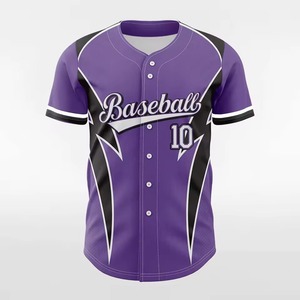 Custom Sublimated Baseball Jersey Men's Short Sleeve <b>Purple</b> Black White Team Name 10 Moisture Wicking Regular Fit All Seasons - Product Image 2