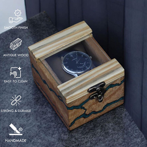 Estuche de Madera para Guardar 10 Relojes, Organizador de Relojes de Bambú de AYAANS - Product Image 6