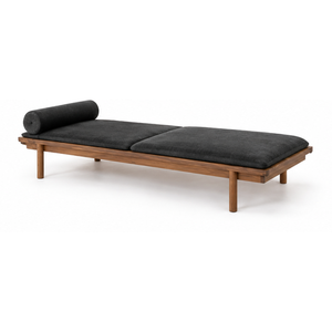 Chaise longue de jardin en teck massif, lit de repos extérieur, canapé-lit pour patio, bord de piscine, jardin, hôtel, resort, avec coussin - Product Image 2