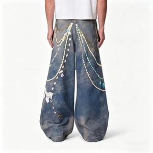 Pantalones Anchos Impermeables con Estampado Urbano para Hombre, Ropa Urbana Moderna para Jóvenes y Estilo Casual de Calle - Product Image 3