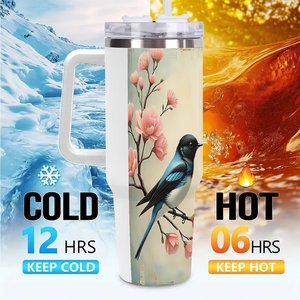 Bouteille isotherme personnalisée 40 oz en acier inoxydable avec motif oiseau et fleur pour usage extérieur - Product Image 6