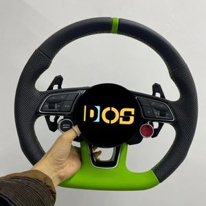 Volant en cuir véritable noir personnalisé DOS avec bande blanche semi-perforée pour <span class=keywords><strong>Audi</strong></span> A1 A3 A4 A5 A6 A7 S/<span class=keywords><strong>RS</strong></span> Q3 Q5 Q7 - Product Image 6