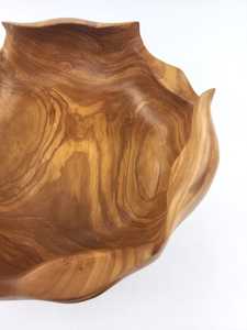 Tazón para Ensalada Hecho a Mano de Madera de Acacia Resistente al Calor con Diseño Ondulado de Palisandro, Tazón Decorativo Tallado a Mano para Aperitivos - Product Image 5
