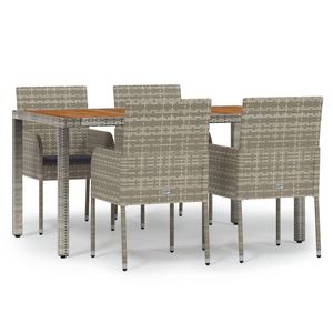 <b>Grey</b> Rattan Garden Dining Set 4 Seater Weather Resistant Outdoor Furniture Contemporary Style Metal <b>Frame</b> - Product Image 2