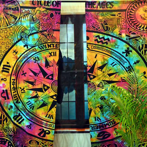 <b>Door</b> Window Curtain Cotton Cycle of The Ages Astrology Wall Hanging Multiple Color Bohemian Handmade By Indian Consigners - Product Image 1