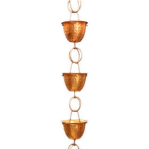 Chaîne de pluie de haute qualité en fer forgé motif libellule, style vintage, avec coupelles de récupération d'eau, accessoire de jardin, finition bronze antique - Product Image 2