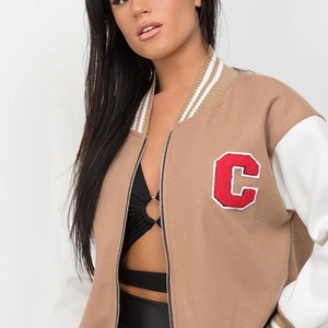 Chaqueta Universitaria Varsity Personalizada OEM para Mujer, Chaqueta Varsity Vintage de Moda con Parches de Chenilla - Product Image 6