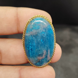 Pendentif en laiton rainuré avec cristal d'apatite 100% naturel, de haute qualité, pour la fabrication d'accessoires de mode, vente en gros - Product Image 1