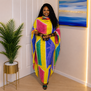 Toub à imprimé géométrique |   Voile 100% coton non cousu, tissu africain pour femmes, vêtements traditionnels ethniques culturels modestes et festifs - Product Image 2