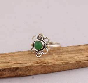 Natural Green <b>Jade</b> <b>Ring</b> 925 Sterling Silver Vintage Style Genuine Green Gemstone <b>Ring</b> for Women Handcrafted Boho Fine Jewelry - Product Image 5