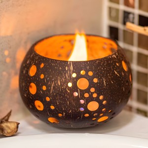 Lowest price coconut shell tea light candle <b>holders</b> dot hole <b>tealight</b> <b>holder</b> stands made in Vietnam - Product Image 2