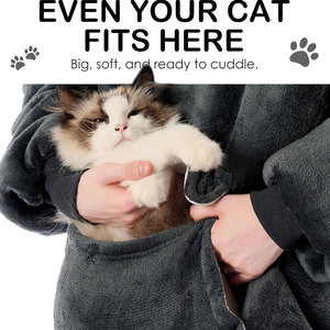 High Quality <b>Blanket</b> Hoodies Custom Logo Soft <b>Plush</b> Oversized Hooded <b>Blanket</b> For Men Women Home And Winter Wholesale - Product Image 2