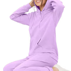 Conjunto Deportivo de Mujer en Algodón Suave con Diseño de Encaje y Piedras Brillantes, Sudadera con Capucha y Pantalones, Logotipo de Marca Personalizado, Estilo de Lujo - Product Image 3