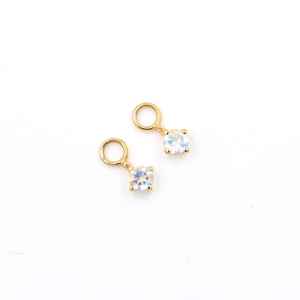 Tiny Rainbow Moonstone Charms 2.5mm Round Cut Dangles Huggie <b>Hoops</b> Necklace Bracelet <b>Belly</b> Ring Jewelry - Product Image 3