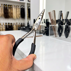 Pinzas Profesionales Personalizadas de Alta Calidad para Extensiones de Cabello, 3 Orificios, Acero Inoxidable, Agarre Suave, Punta Plateada, Multifunción, para Cuentas - Product Image 3