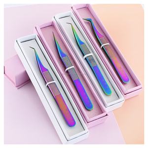 Eyelash Tweezers Volume Extension Lashes <b>Tool</b> Stainless Steel Fiber Tip Volume Lash Extension Tweezer Isolation <b>Tool</b> - Product Image 1