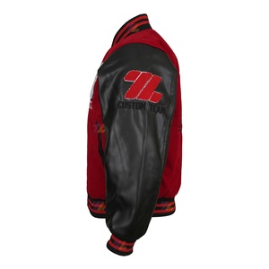 Custom Winter Oversized Velvet Letterman Varsity <b>Jackets</b> PU <b>Leather</b> Sleeves Removable Zipper Liner Embroidery Chenille Logos - Product Image 2