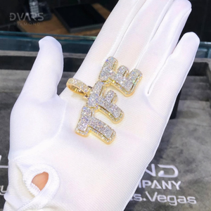 Pendentif Lettre VVS1 Moissanite Style Hip Hop Rapper Plaqué Or 18K Argent Sterling Luxe Initiales Givrées - Product Image 6