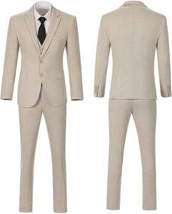 Costume homme 3 pièces de haute qualité 100% polyester pour mariage et soirée, smoking formel, pantalon et veste respirants - Product Image 4