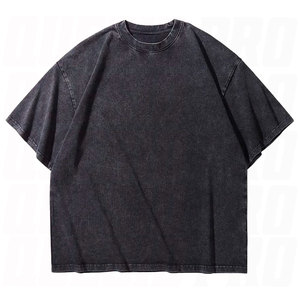 เสื้อยืดคอตตอนหนาน้ำหนักมากทรงโอเวอร์ไซส์สไตล์วินเทจ ยูนิเซ็กส์  แบบเรียบ  รับสกรีนโลโก้ OEM สตรีทแวร์ ทรงหลวม คุณภาพพรีเมียม แขนสั้น - Product Image 1