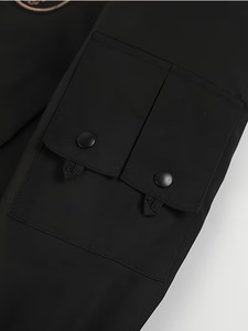 Customized High Quality 100% Cotton Men's Black <b>Summer</b> Solid Varsity <b>Jacket</b> Front Skull Embroidery OEM Supplier <b>Lightweight</b> - Product Image 3