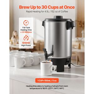Urna per Caffè Commerciale da 30 Tazze, 152oz, con Rubinetto Anti-Goccia, 1090W, Preparazione Rapida, Automatica, in Legno di Teak - Product Image 2