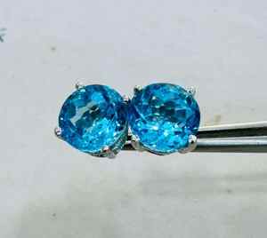 Boucles d'oreilles élégantes en topaze naturelle bleu ciel en argent sterling 925, bijoux en pierres précieuses, cadeau pour femme, anniversaire - Product Image 1