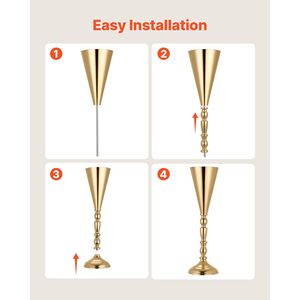 20 Pezzi Vasi Alti per Fiori da Matrimonio, Facile Installazione, Elettroplaccati, 16.9 Pollici, Centrotavola per Banchetti e Decorazioni per Tavoli Nuziali - Product Image 6