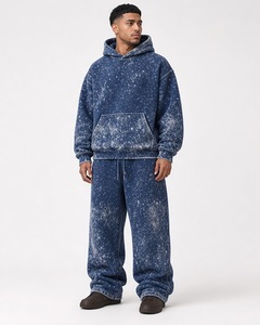 <b>Men's</b> Color Block Cotton Sweat Suit with Relaxed Pullover <b>Top</b> and Baggy Joggers for Custom Streetwear Wear - Product Image 5