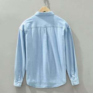 Cotton Men's Denim Shirt <b>Jacket</b> Long-sleeved Men's Overfitting Shirt Loose Japanese Casual Shirt Manufacturers Wholesale - Product Image 5
