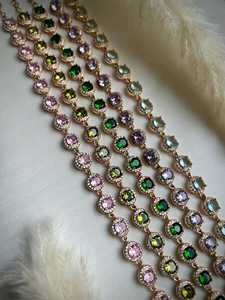 Collares de lujo chapados en oro, collar llamativo con piedras de circonia cúbica multicolor para mujer, joyería de fiesta - Product Image 2