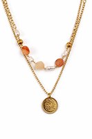 Collier Bohème Fait Main en Alliage de Zinc avec Perles de Verre Géométriques, Imitation Perle, Fermoir en Or Rhodié, Personnalisable pour Fête