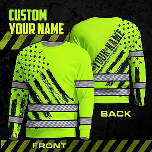 Camisa de Manga Larga de Alta Visibilidad, Uniforme de Empresa, Reflectante, Verde, con Nombre y Logotipo Personalizados, Ropa de Trabajo de Seguridad - Product Image 4