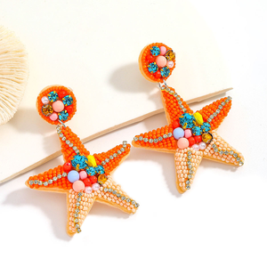 Pendientes de Cuentas con Diseño de Planeta, Pendientes de Cuentas Inspirados en el Sol, Tema de Playa de Verano, Pendientes Hechos a Mano, Lindos Pendientes de Verano, Pendientes Bordados a Mano - Product Image 5