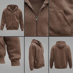 Sudadera con capucha unisex con cremallera, forro polar suave, estilo casual urbano. - Product Image 4