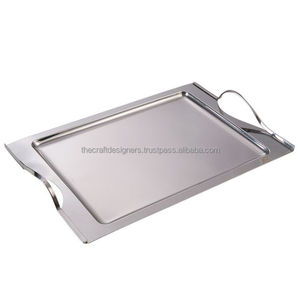 Bandeja de Servicio de Acero Inoxidable de Alta Calidad con Asas, Suministros para Restaurantes y Hoteles, Uso Comercial, Apta para Lavavajillas, Bandejas Decorativas - Product Image 1