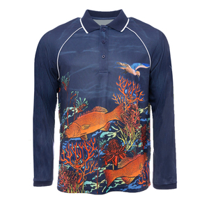 เสื้อโปโลตกปลาแขนยาวสำหรับผู้ชาย ออกแบบตามสั่ง OEM เนื้อผ้าสแปนเด็กซ์โพลีเอสเตอร์ ระบายอากาศได้ดี พร้อมคุณสมบัติกันน้ำ - Product Image 6