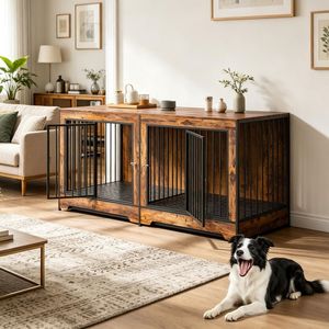 Cuccia per Cani da Esterno Moderna, Gabbia Rettangolare Solida con Divisorio Regolabile, Resistente ai Morsi, Stile alla Moda - Product Image 5