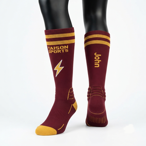 Professional 200 GSM Breathable Floorball <b>Knee</b> Socks Cotton Polyester Spandex Custom Jacquard Logo - Product Image 1