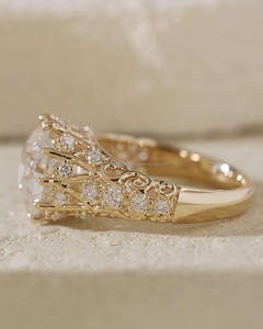 Anillo de Compromiso/Boda de Diamantes de Oro Amarillo de 14K Estilo Vintage para Mujer, Corte Brillante Redondo, Diamante Cultivado en Laboratorio, Clásico, Certificado por IGI - Product Image 2