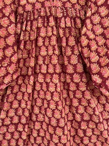 Women Maroon Cotton Maxi Dress Floral Buta Print <b>Balloon</b> Sleeve Boutique Wholesale - Product Image 5