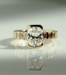 Anillo de compromiso con diamante de laboratorio de corte cojín alargado, oro macizo de 14K, anillo nupcial audaz, joyería fina para mujer, regalo para ella - Product Image 1